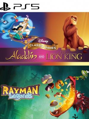 2 JUEGOS EN 1  ALADDIN Y EL REY LEON JUEGOS CLÁSICOS + RAYMAN LEGENDS PS5